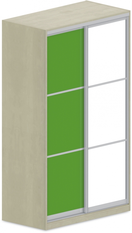 Šatní skříň s posuvnými dveřmi a zrcadlem 120x62x205cm - Mamba green