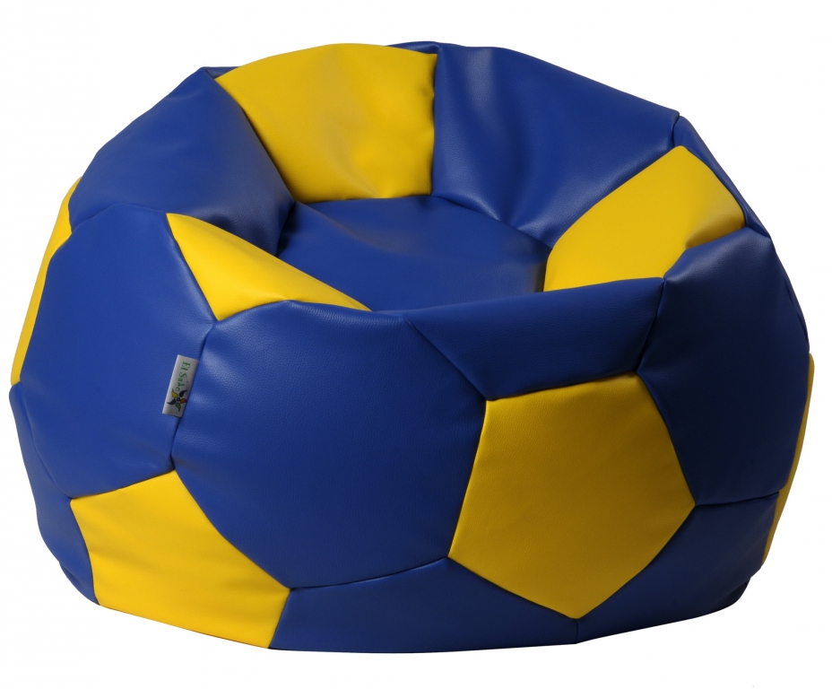 Sedací pytel - Euroball medium 65x65x45cm - Koženka modrá/žlutá