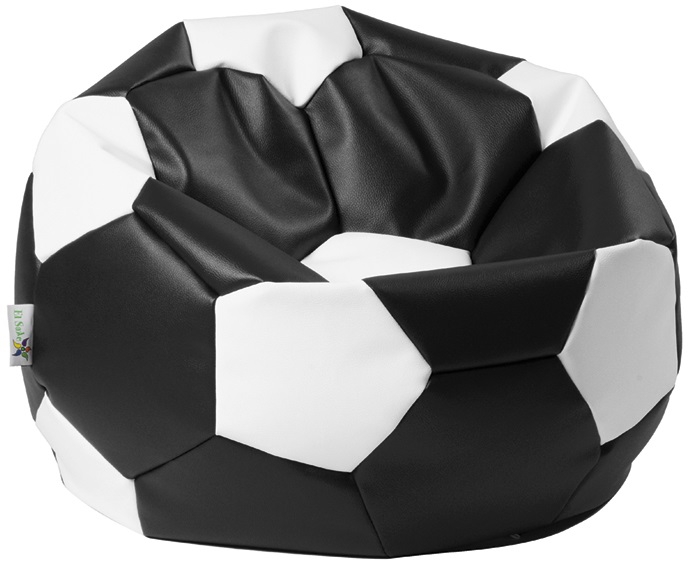 Sedací pytel - Euroball 90x90x55cm - Koženka černá/bílá
