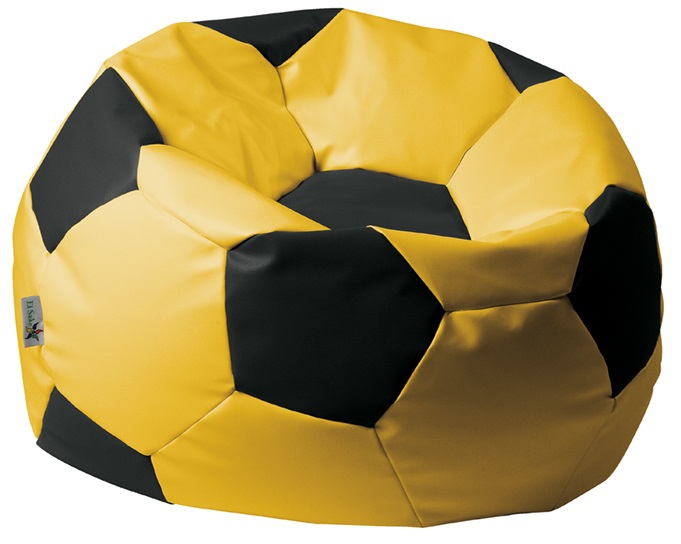 Sedací pytel - Euroball 90x90x55cm - Koženka žlutá/černá
