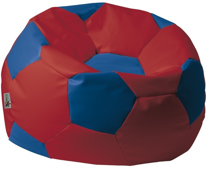 Sedací pytel - Euroball 90x90x55cm - Koženka červená/tm.modrá