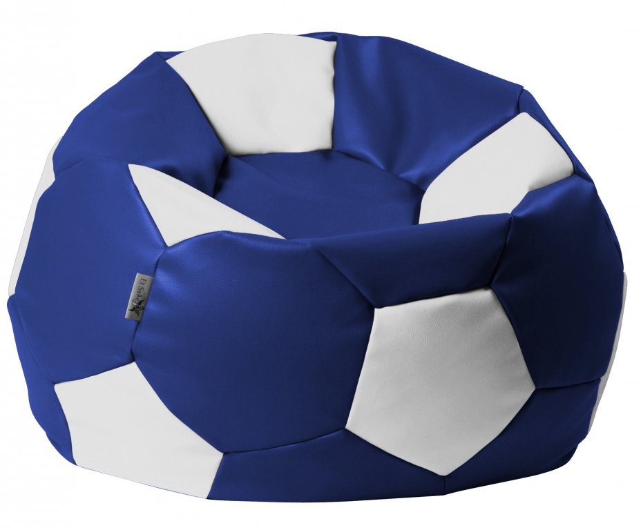 Sedací pytel - Euroball 90x90x55cm - Koženka modrá/bílá