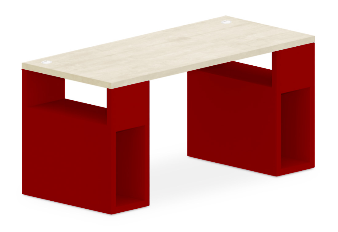 Stůl s úložnými podnožemi 160x70cm - Chilli red